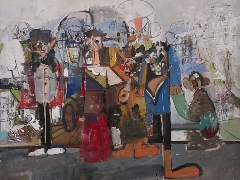 Condo déploie au MAM un parcours où histoire de l’art, humanoïdes et ruptures formelles composent une méditation sur la psyché et la matière picturale. (c) George Condo, Central Park, 2009, The Broad Art Foundation. Détails